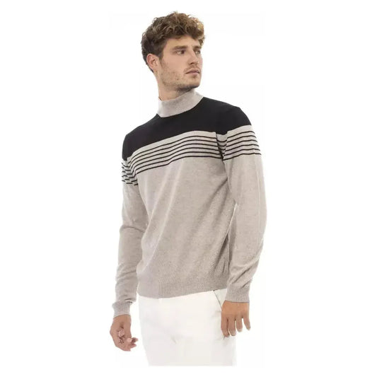 Alpha Studio Beige Cashmere Men Sweater Alpha Studio