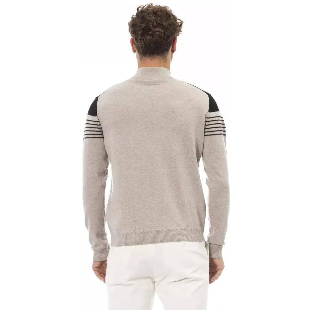 Alpha Studio Beige Cashmere Men Sweater Alpha Studio