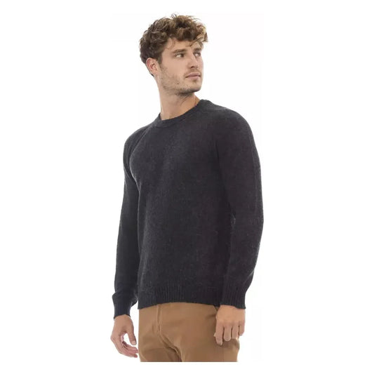 Alpha Studio Black Wool Men Sweater Alpha Studio