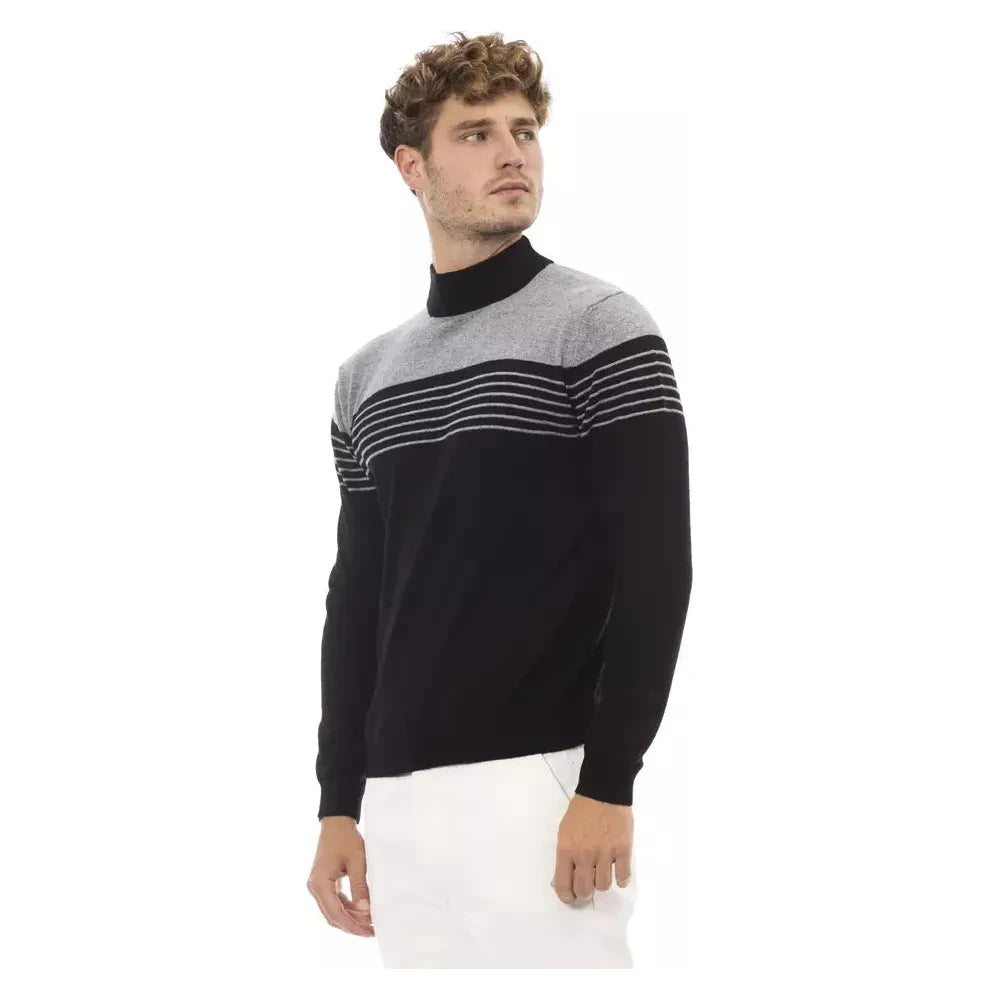 Alpha Studio Black Wool Men Sweater Alpha Studio