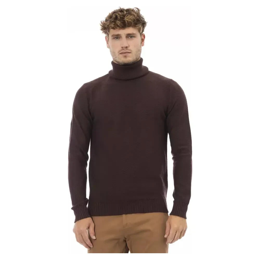 Alpha Studio Brown Merino Men Sweater Alpha Studio