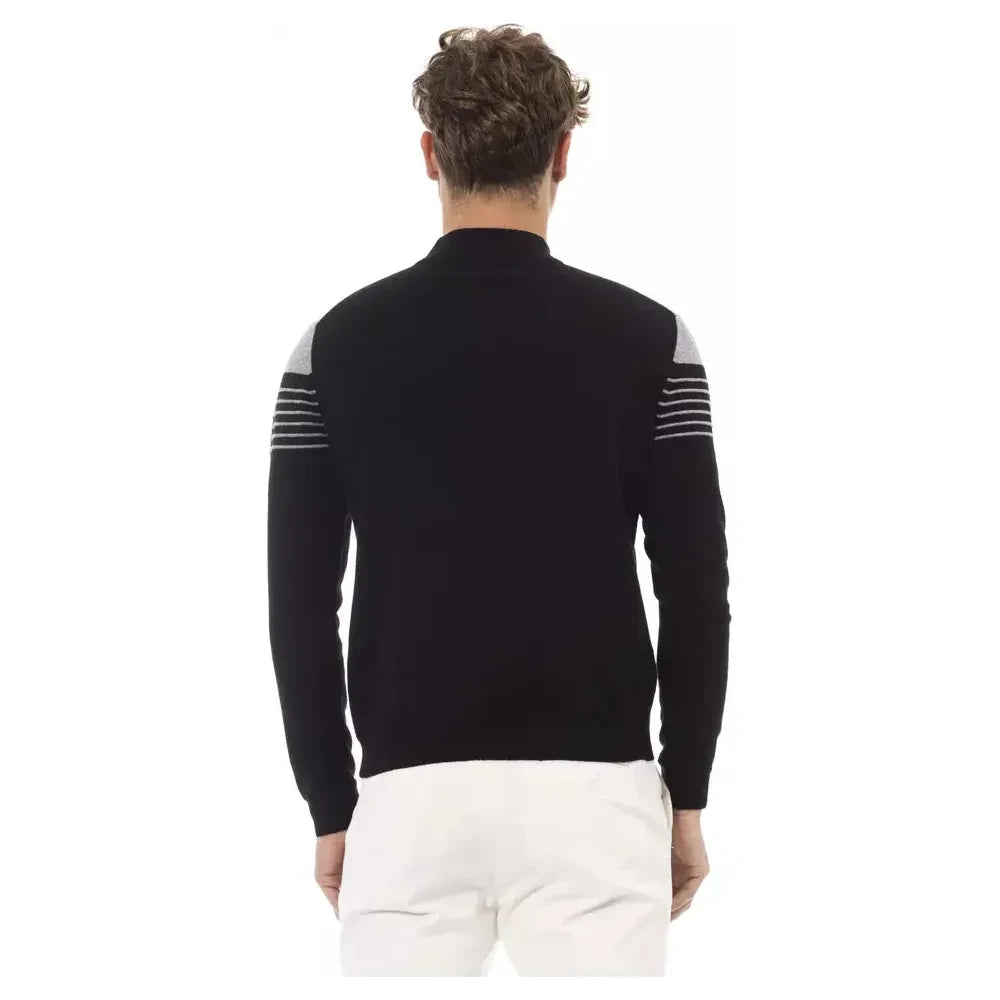 Alpha Studio Black Wool Men Sweater Alpha Studio