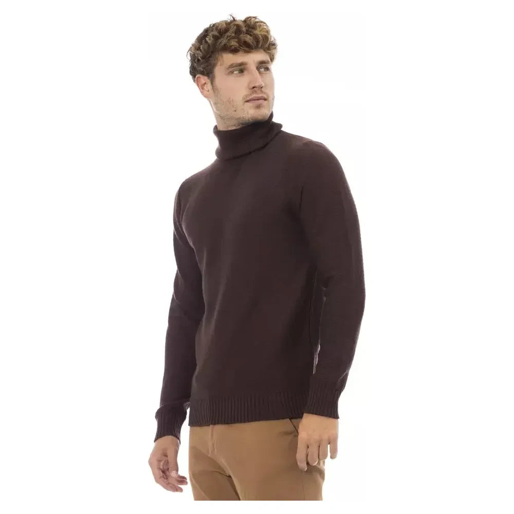 Alpha Studio Brown Merino Men Sweater Alpha Studio