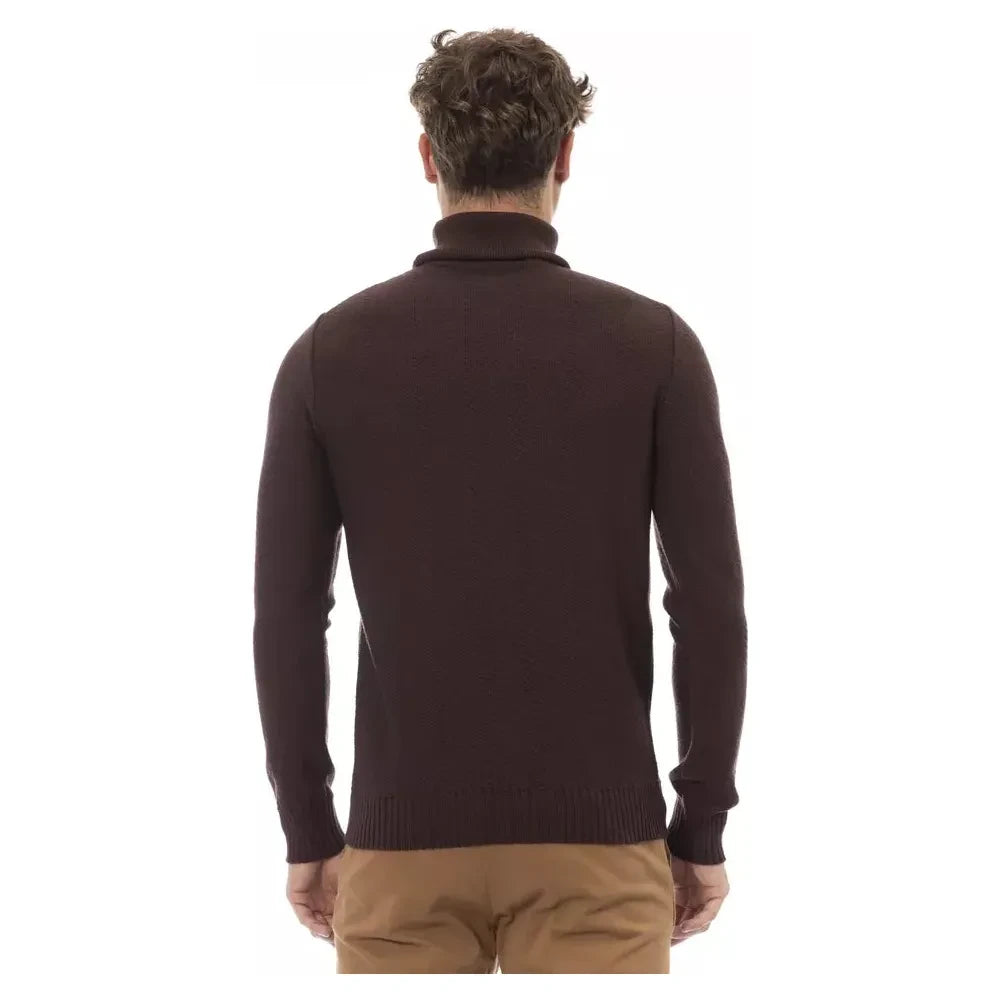 Alpha Studio Brown Merino Men Sweater Alpha Studio