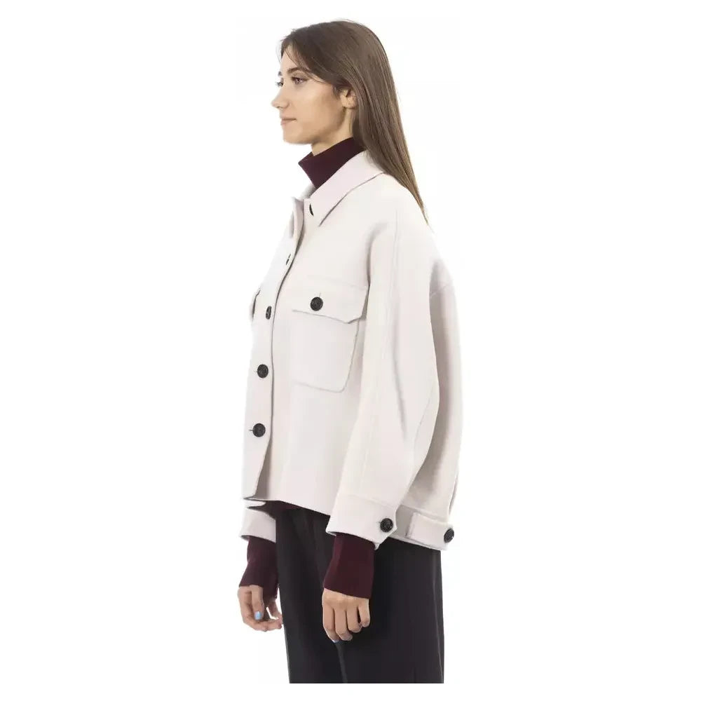 Alpha Studio White Wool Women Blazer Alpha Studio