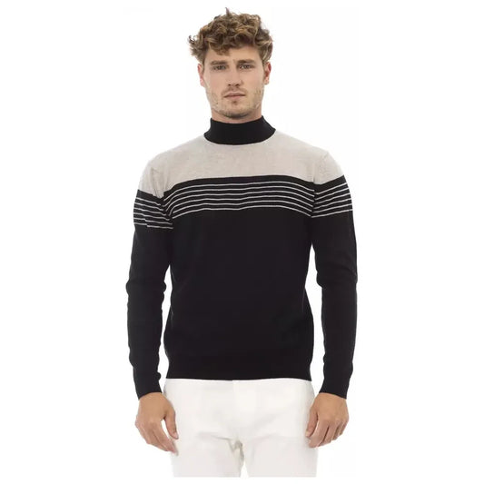 Alpha Studio Black Wool Men Sweater Alpha Studio