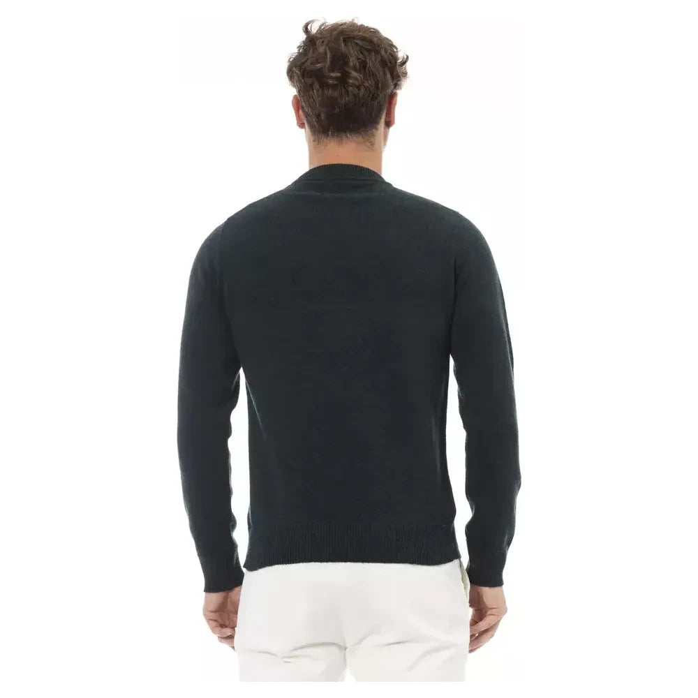 Alpha Studio Green Wool Men Sweater Alpha Studio