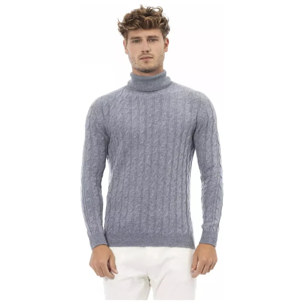 Alpha Studio Light Blue Cashmere Men Sweater Alpha Studio