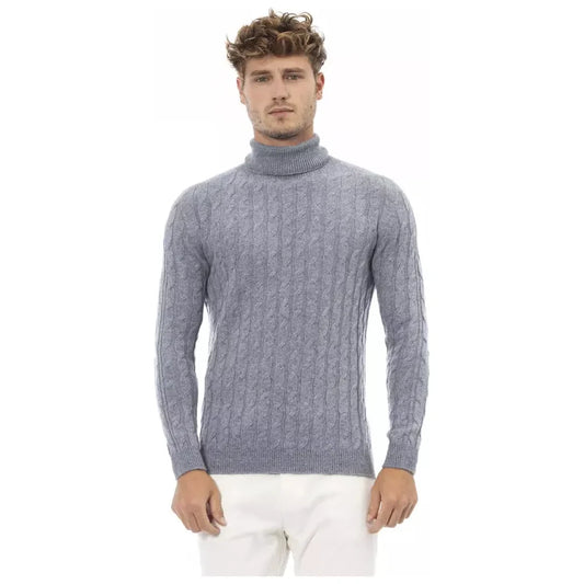 Alpha Studio Light Blue Cashmere Men Sweater Alpha Studio