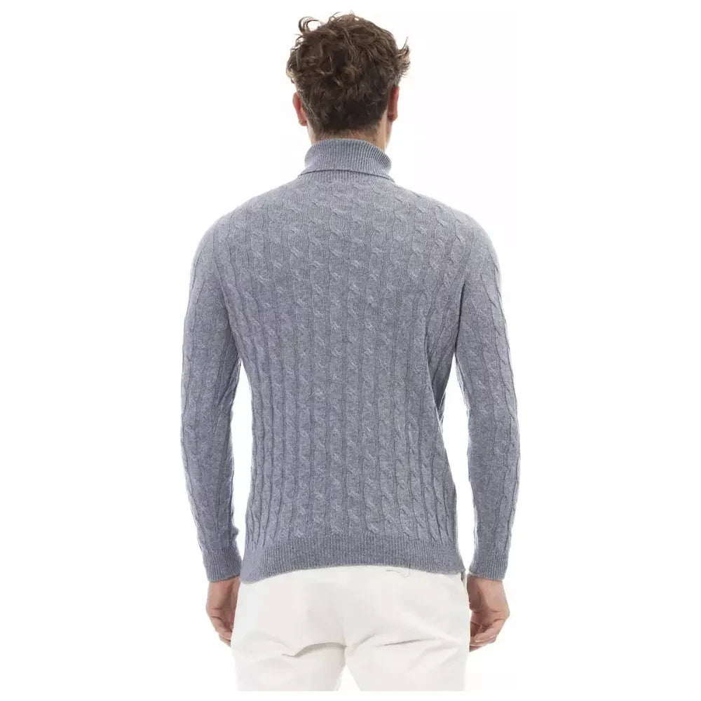 Alpha Studio Light Blue Cashmere Men Sweater Alpha Studio