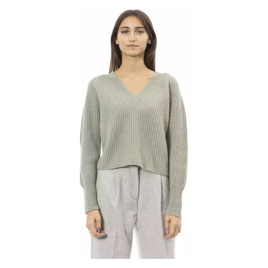 Alpha Studio Green Wool Women Sweater Alpha Studio