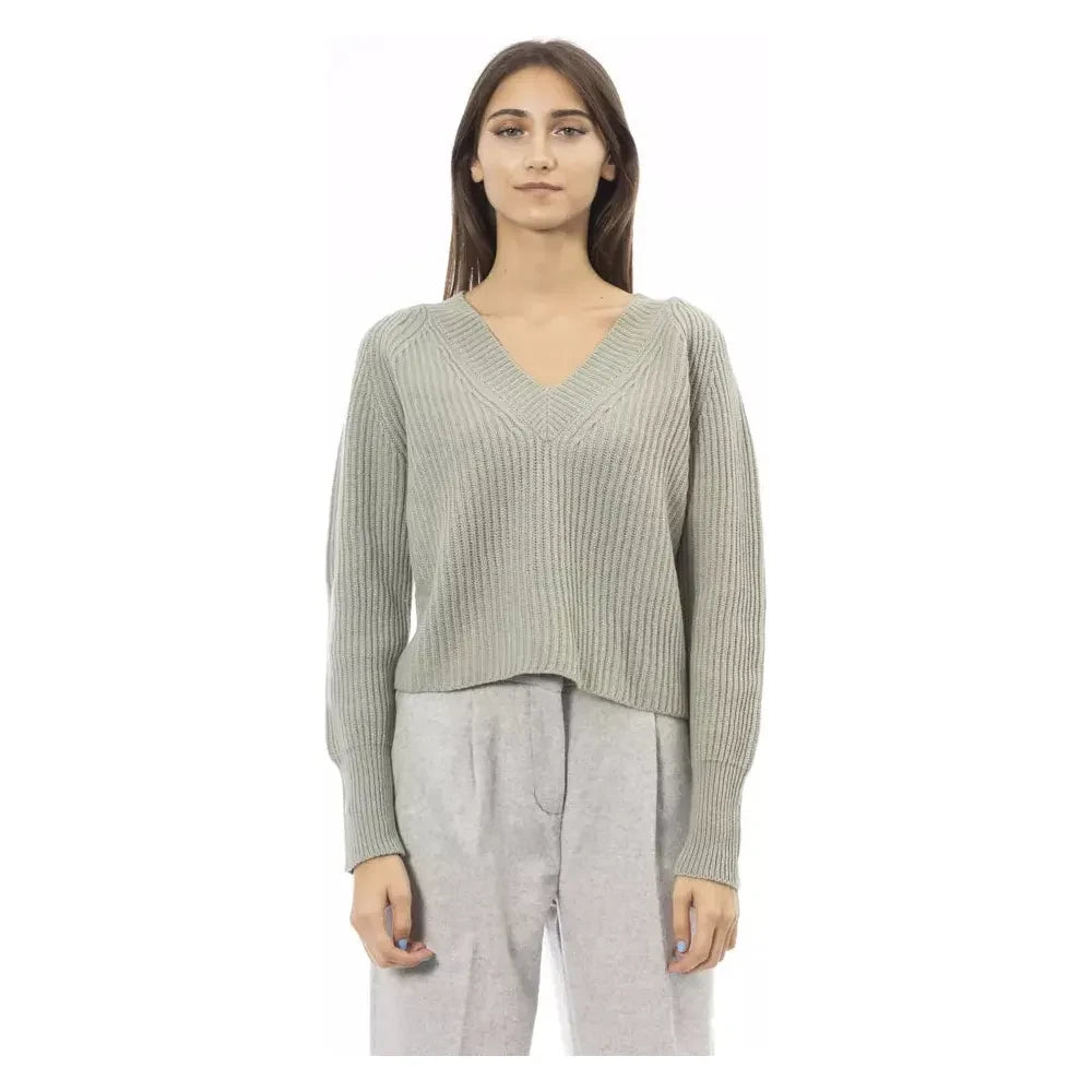 Alpha Studio Green Wool Women Sweater Alpha Studio