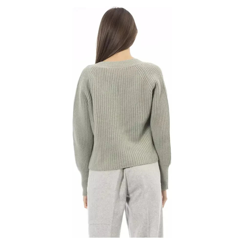 Alpha Studio Green Wool Women Sweater Alpha Studio