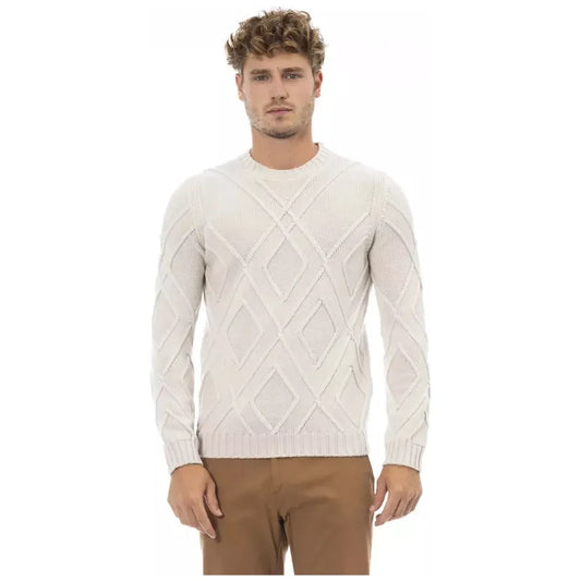 Alpha Studio Beige Merino Wool Men Sweater Alpha Studio