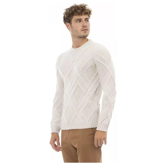 Alpha Studio Beige Merino Wool Men Sweater Alpha Studio