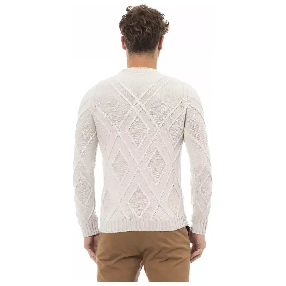 Alpha Studio Beige Merino Wool Men Sweater Alpha Studio