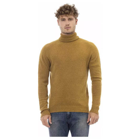 Alpha Studio Brown Alpaca Men Sweater Alpha Studio