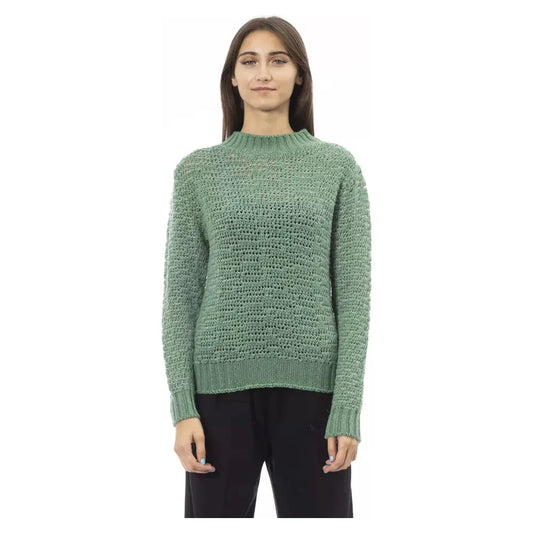 Alpha Studio Green Merino Wool Women Sweater Alpha Studio