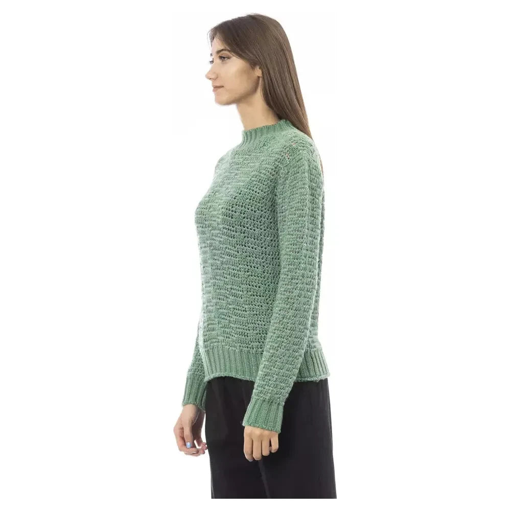 Alpha Studio Green Merino Wool Women Sweater Alpha Studio