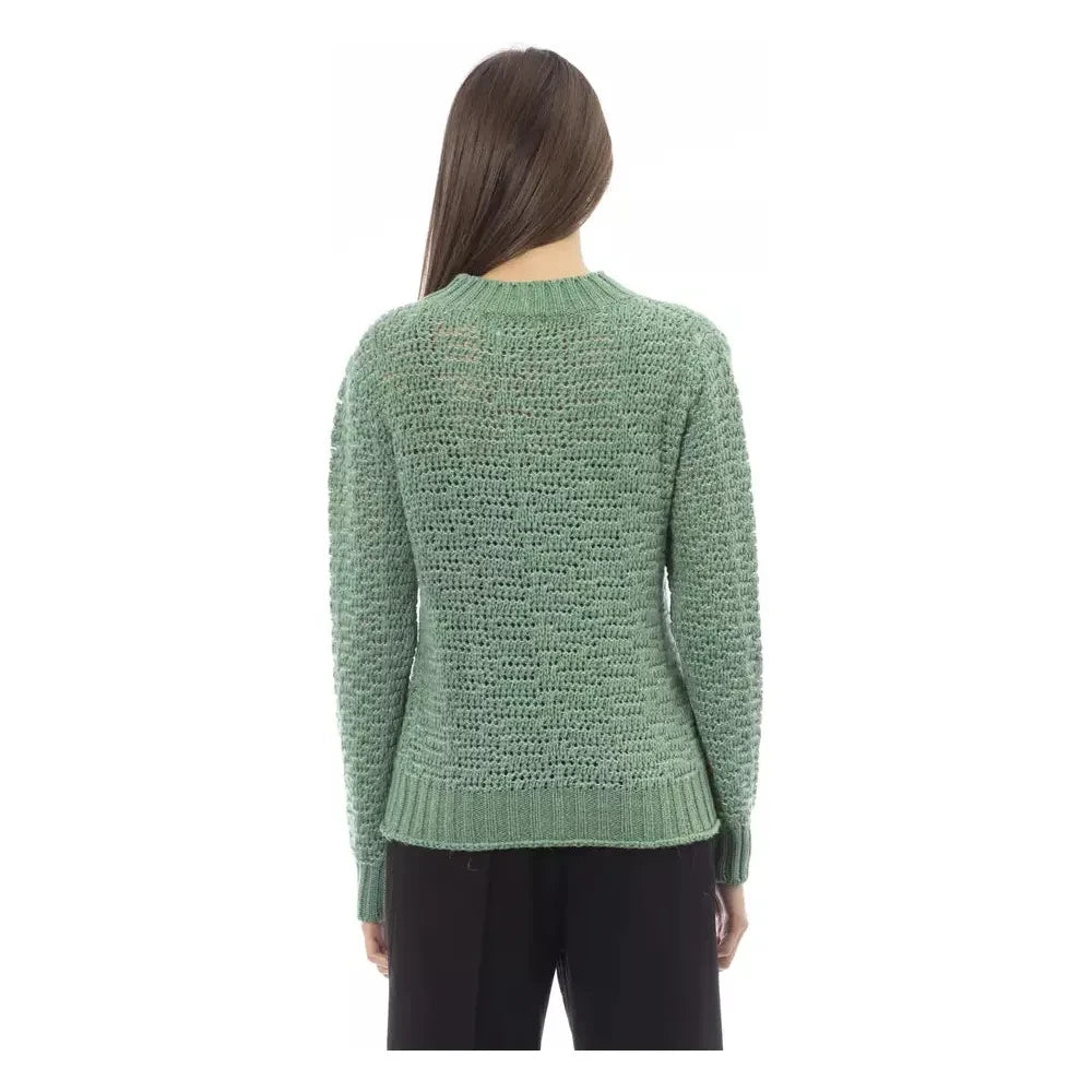 Alpha Studio Green Merino Wool Women Sweater Alpha Studio