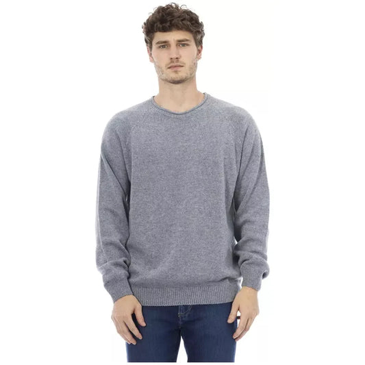 Alpha Studio Light Blue Cashmere Men Sweater Alpha Studio