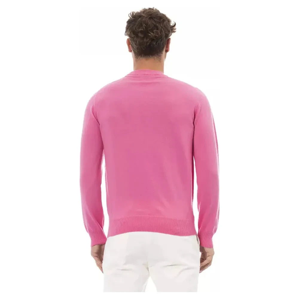 Alpha Studio Pink Wool Men Sweater Alpha Studio