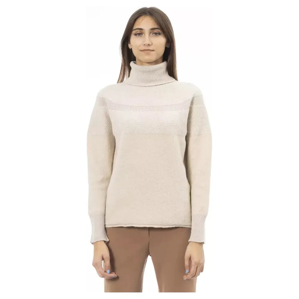 Alpha Studio Beige Wool Women Sweater Alpha Studio