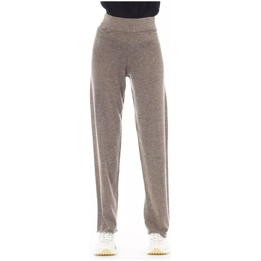 Alpha Studio Brown Wool Women Pants Alpha Studio