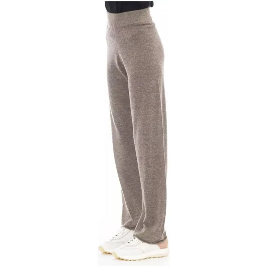 Alpha Studio Brown Wool Women Pants Alpha Studio