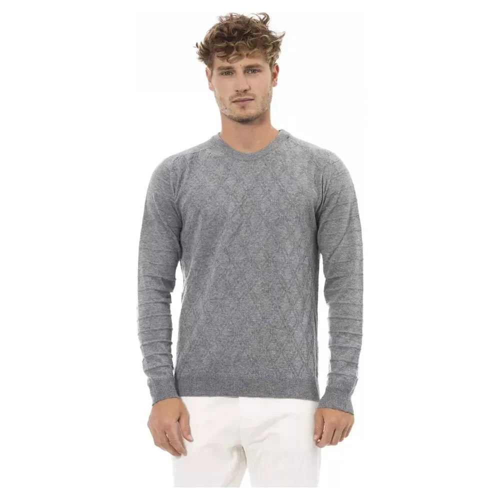 Alpha Studio Gray Wool Men Sweater Alpha Studio