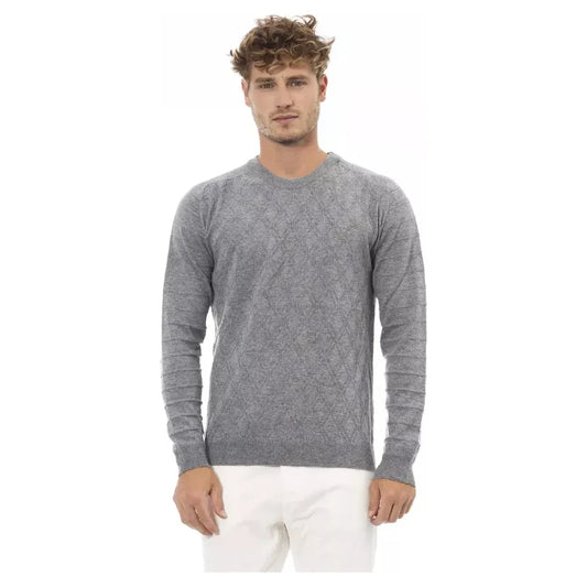 Alpha Studio Gray Viscose Men Sweater Alpha Studio