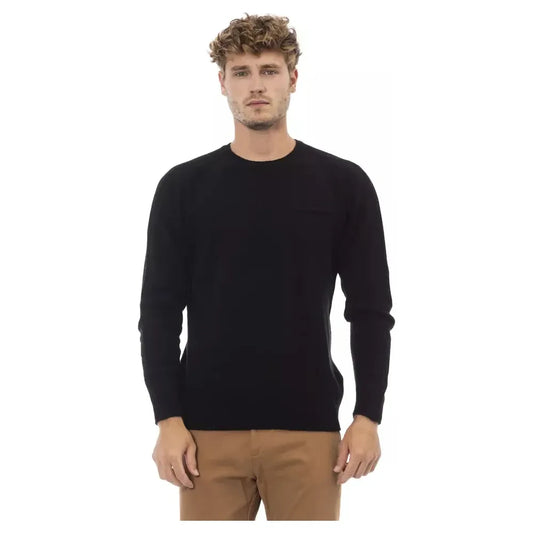 Alpha Studio Black Viscose Men Sweater Alpha Studio