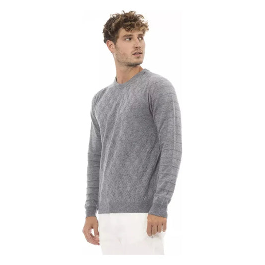 Alpha Studio Gray Viscose Men Sweater Alpha Studio