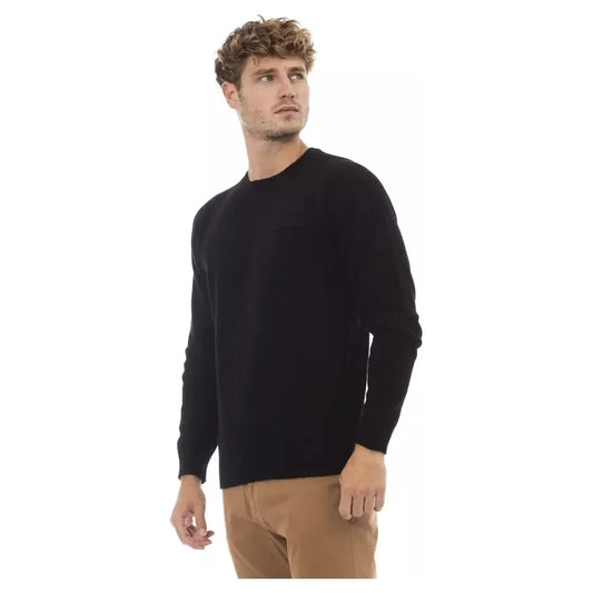 Alpha Studio Black Viscose Men Sweater Alpha Studio