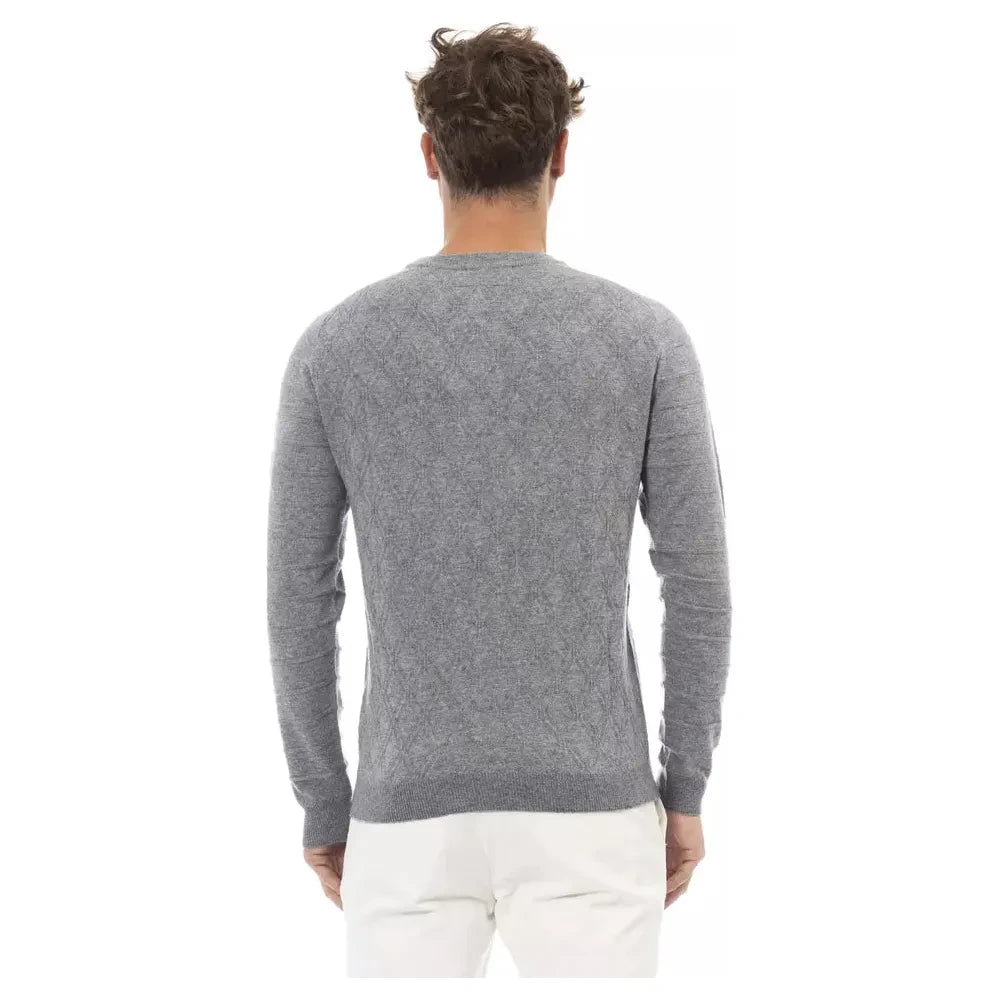 Alpha Studio Gray Wool Men Sweater Alpha Studio