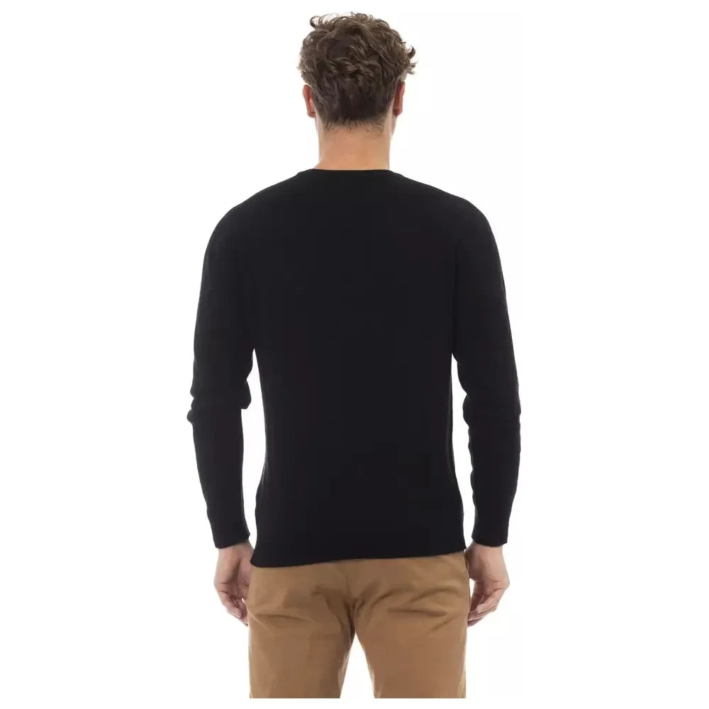 Alpha Studio Black Viscose Men Sweater Alpha Studio