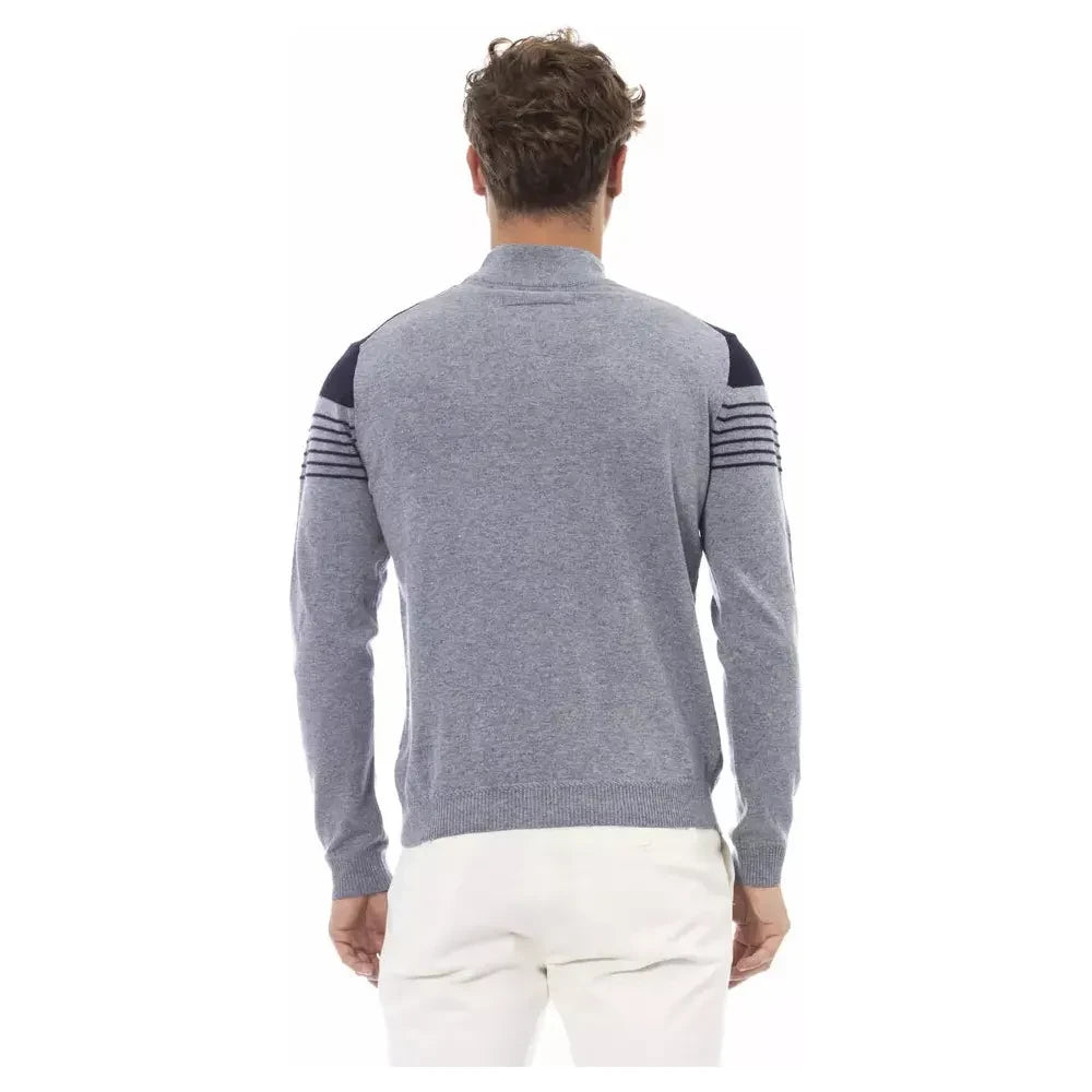 Alpha Studio Light Blue Viscose Men Sweater Alpha Studio