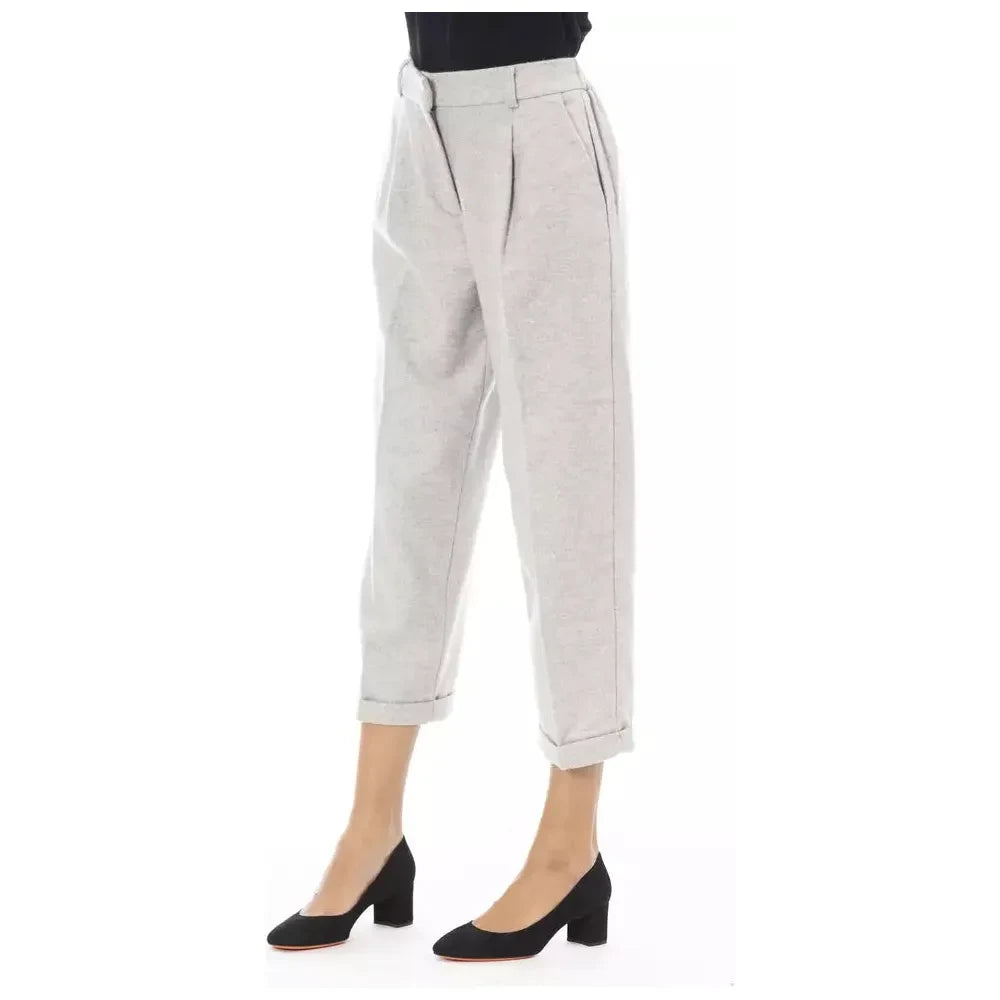 Alpha Studio Gray Wool Women Trouser Alpha Studio