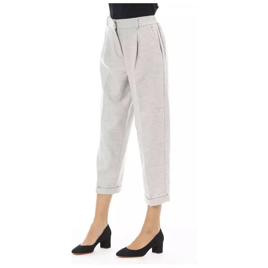 Alpha Studio Gray Wool Women Pants Alpha Studio