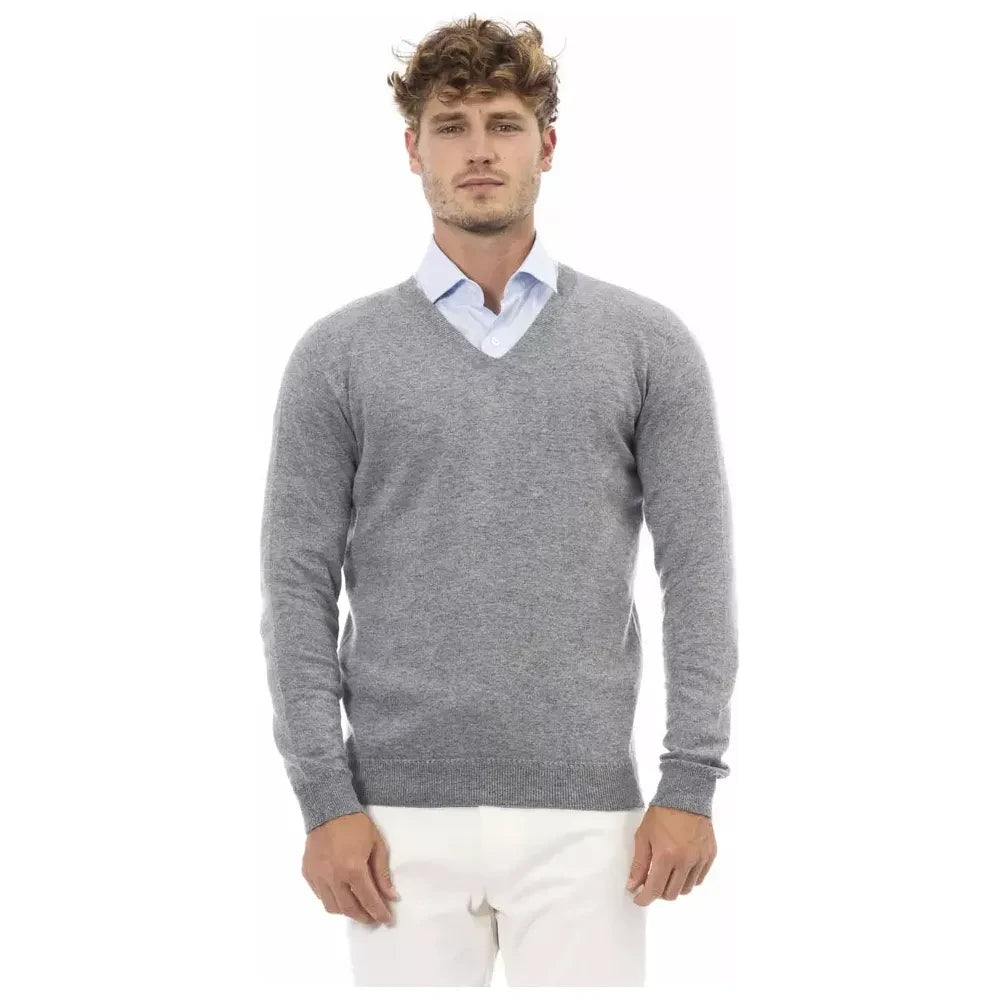 Alpha Studio Gray Cashmere Men Sweater Alpha Studio