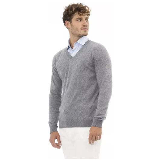 Alpha Studio Gray Cashmere Men Sweater Alpha Studio