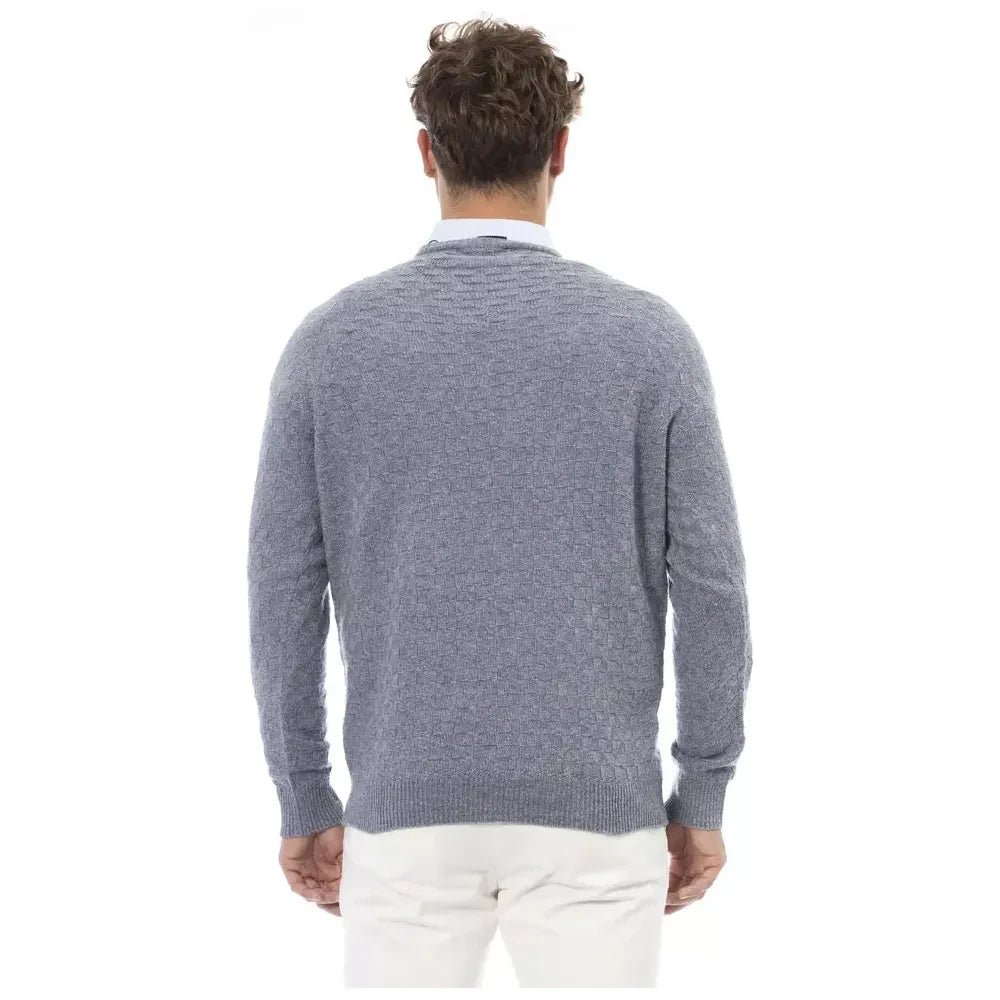 Alpha Studio Light Blue Wool Men Sweater Alpha Studio