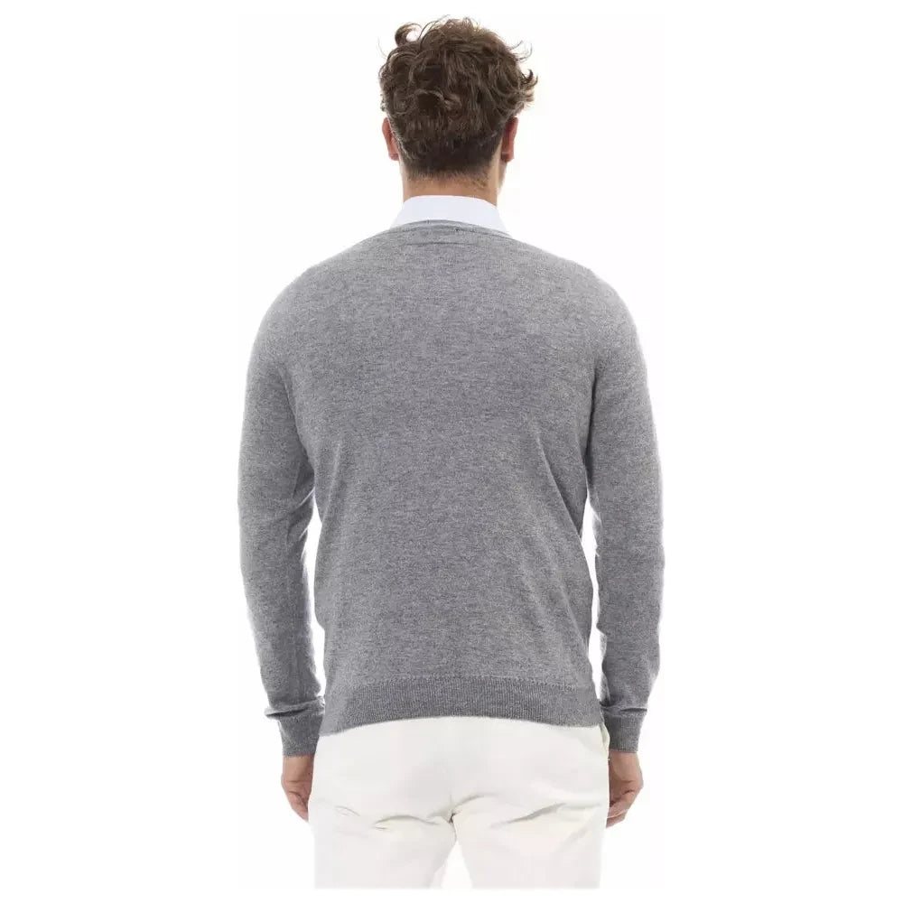 Alpha Studio Gray Cashmere Men Sweater Alpha Studio