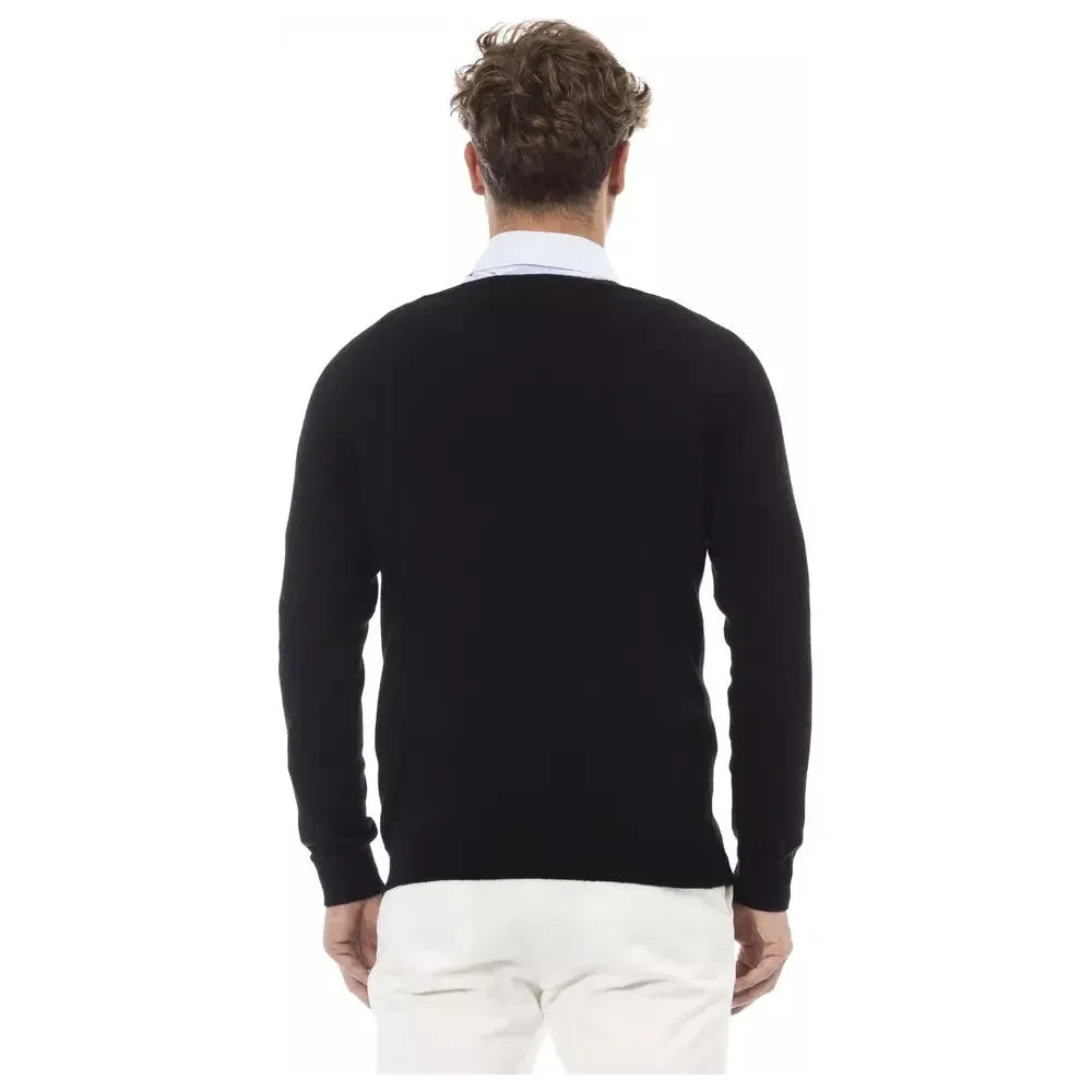 Alpha Studio Black Viscose Men Sweater Alpha Studio