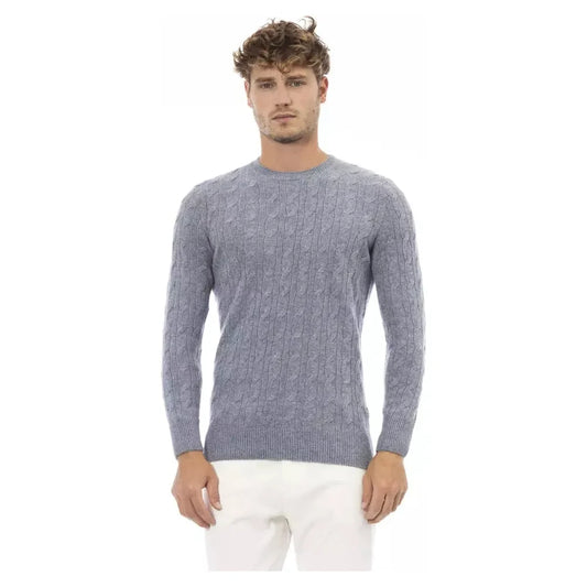 Alpha Studio Light Blue Viscose Men Sweater Alpha Studio