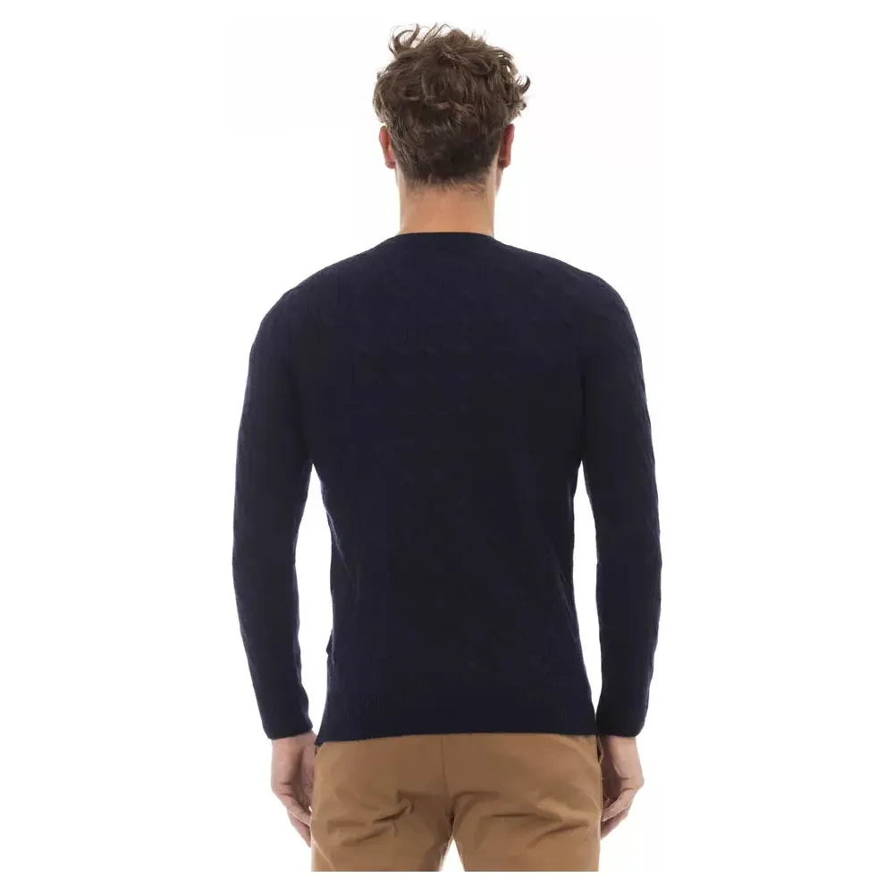 Alpha Studio Blue Wool Men Sweater Alpha Studio