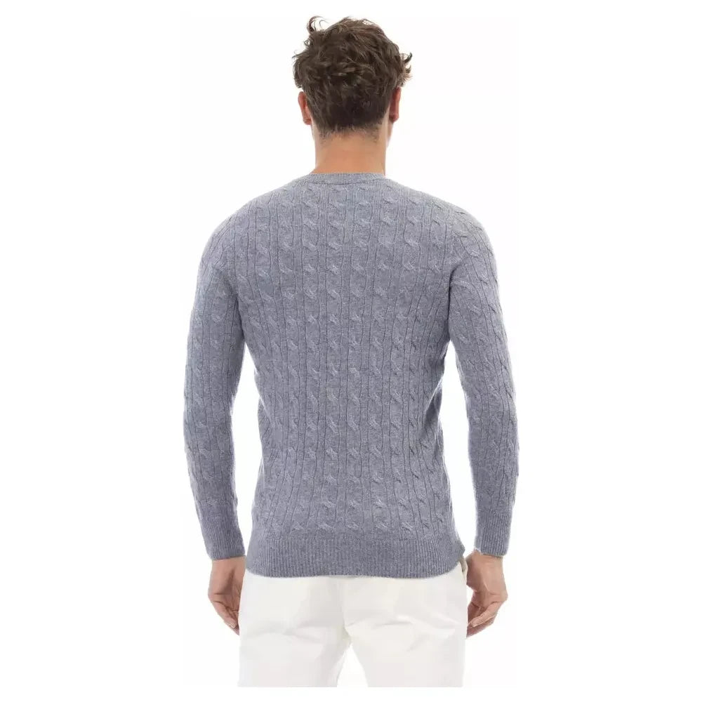 Alpha Studio Light Blue Viscose Men Sweater Alpha Studio