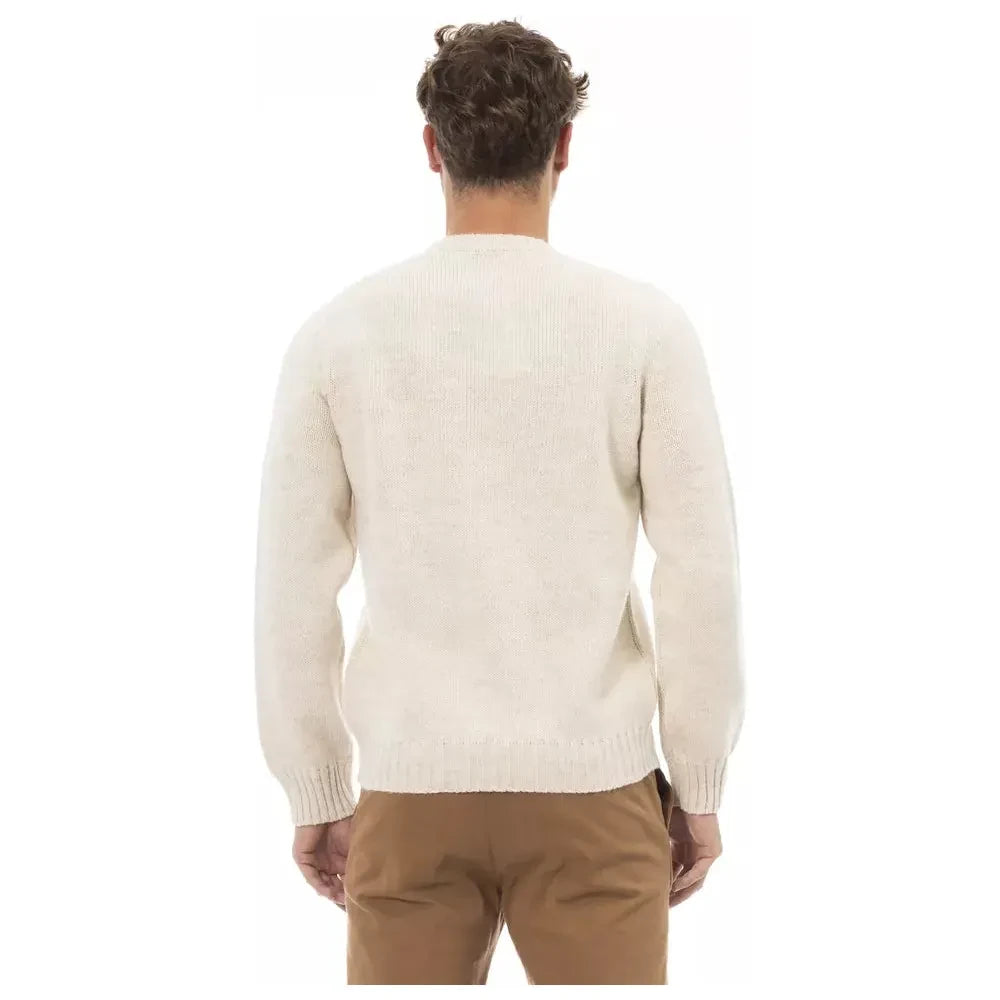 Alpha Studio Beige Alpaca Men Sweater Alpha Studio