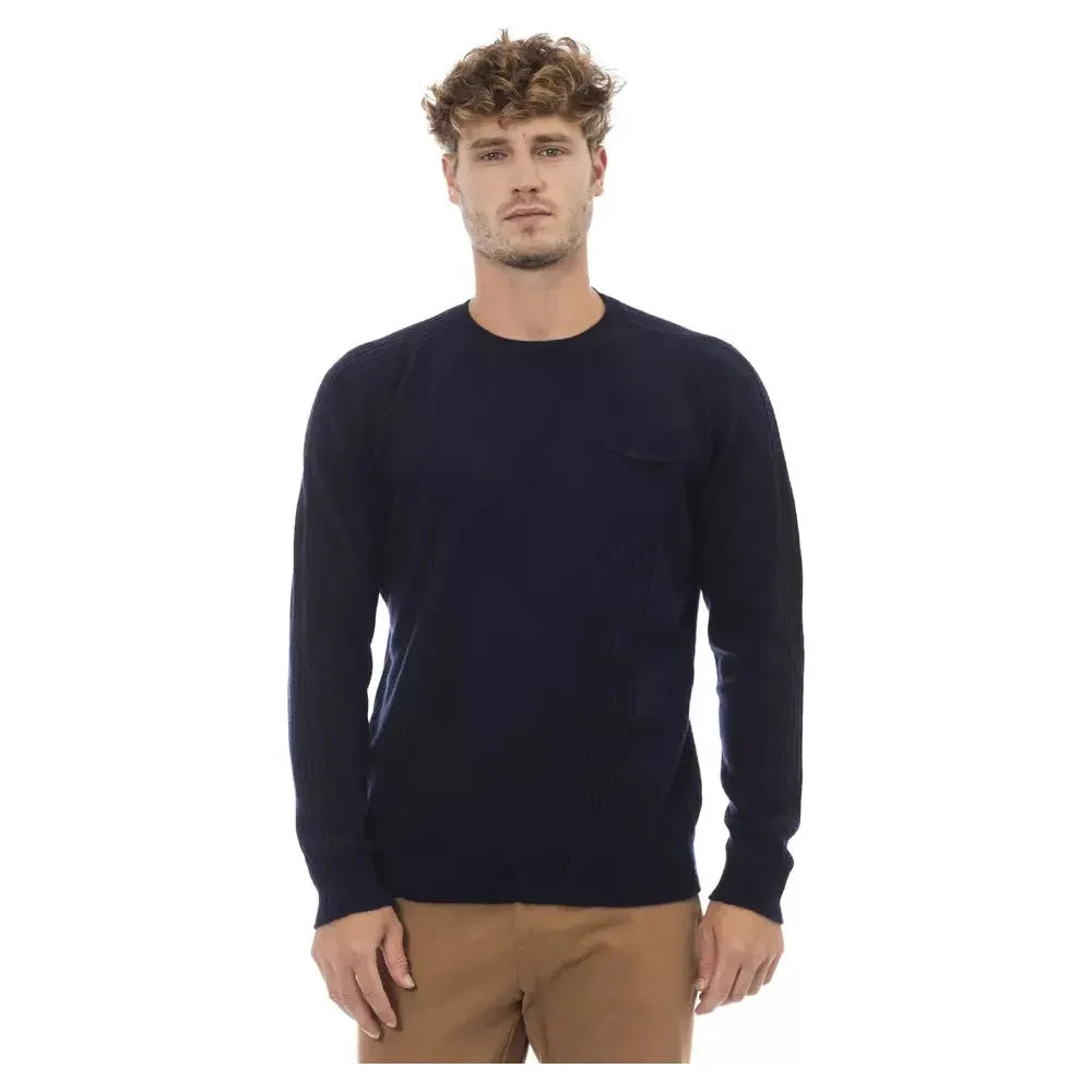 Alpha Studio Blue Viscose Men Sweater Alpha Studio