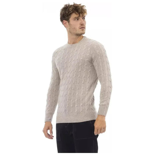 Alpha Studio Beige Viscose Men Sweater Alpha Studio